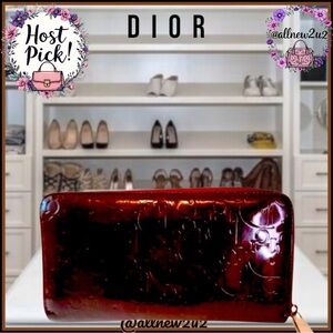 Christian Dior Bordeaux Trotter Patent Leather Long Zippy Wallet